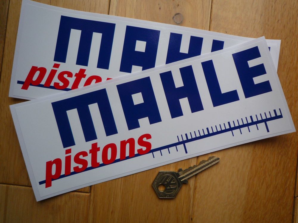 Mahle Pistons Blue, Red & White Printed Stickers. 8.75" Pair.