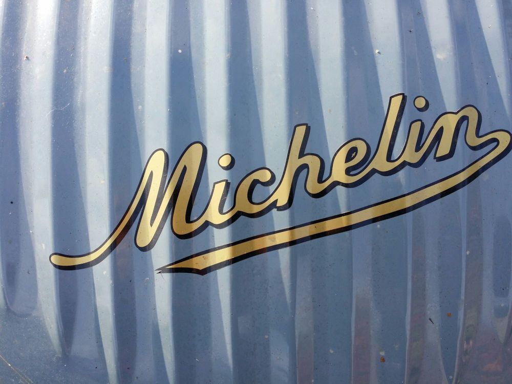 Michelin Vintage Style Cut Gold & Black Text Vehicle Sticker. 12".