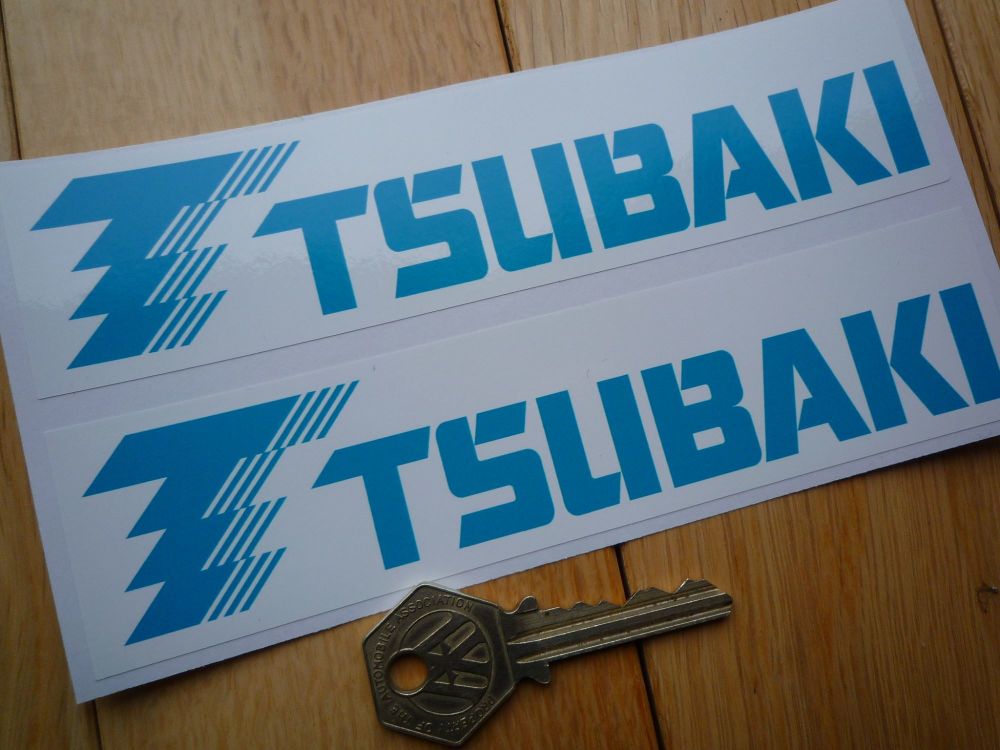 Tsubaki Blue & White Oblong Stickers - 6.5" Pair