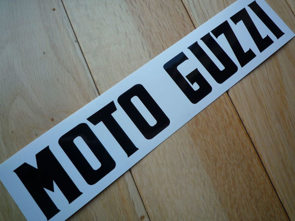 Moto Guzzi Old Style Cut Text Sticker. Various Colours. 9".