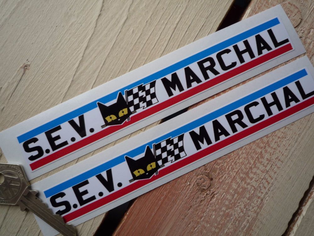 SEV Marchal Long Stripe Stickers. 7" Pair.
