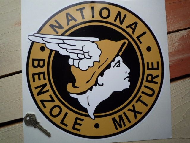 National Benzole Mixture Round on White Sticker. 11".