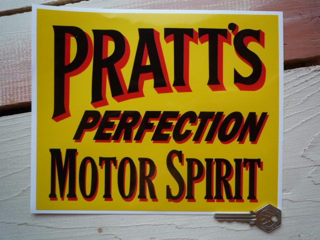 Pratt's Perfection Motor Spirit Oblong Sticker. 14".