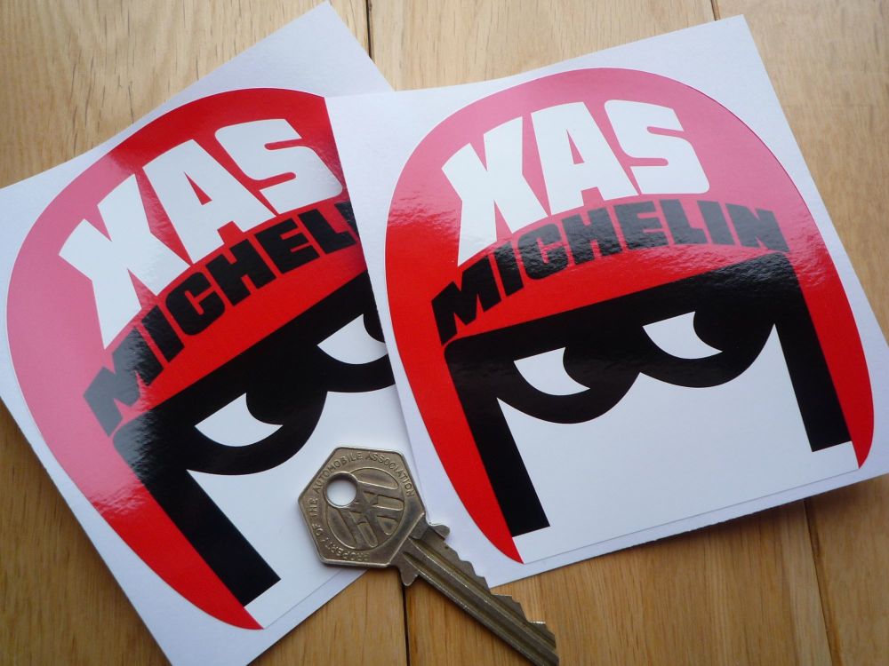 Michelin XAS Open Face Helmet Style Stickers. 3", 4" or 6" Pair.