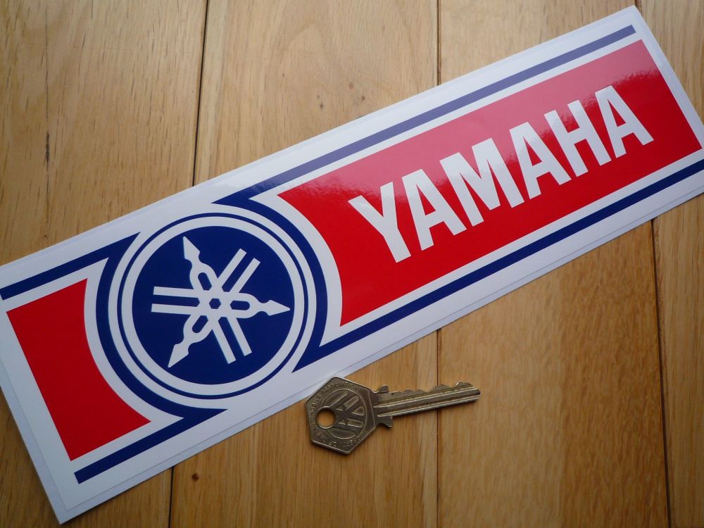 Yamaha Red, White & Blue 70's stripe style Sticker. 10.5