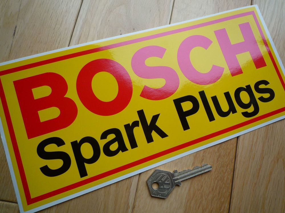 Bosch Spark Plugs Yellow with Red Border Sticker. 11