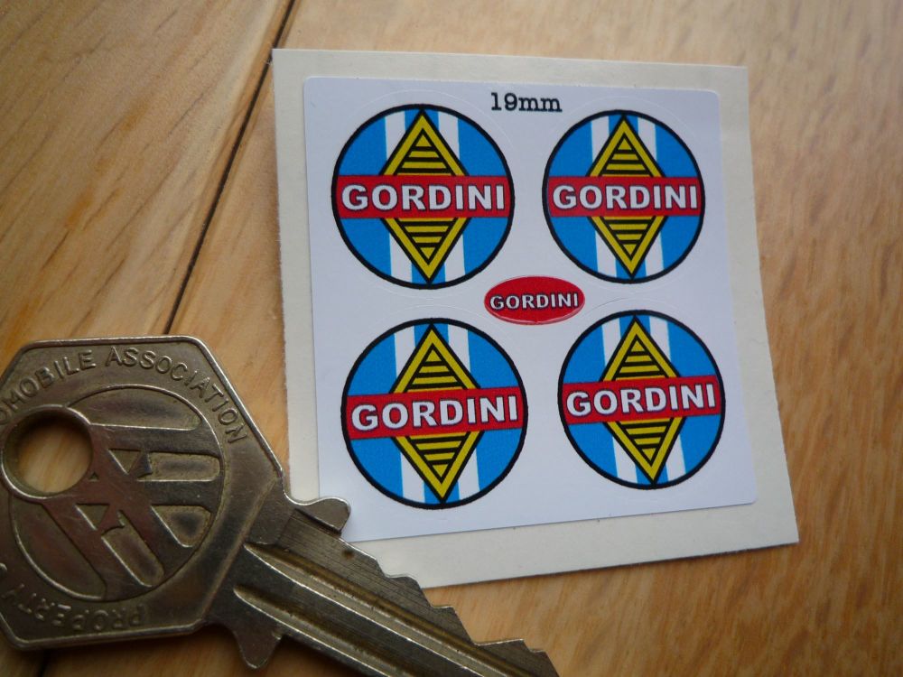 Renault Gordini Small Round Stickers. Set of 4. 19mm.