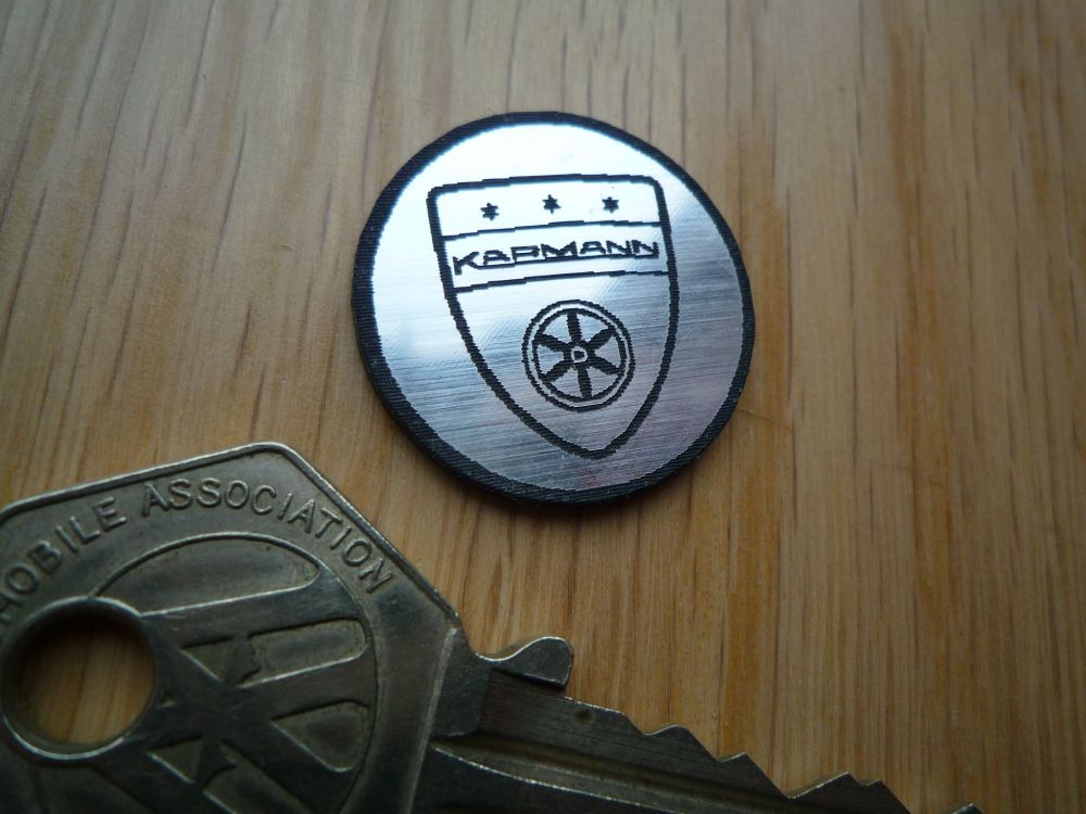 Karmann Logo Style Self Adhesive Laser Car Badge. 25mm.