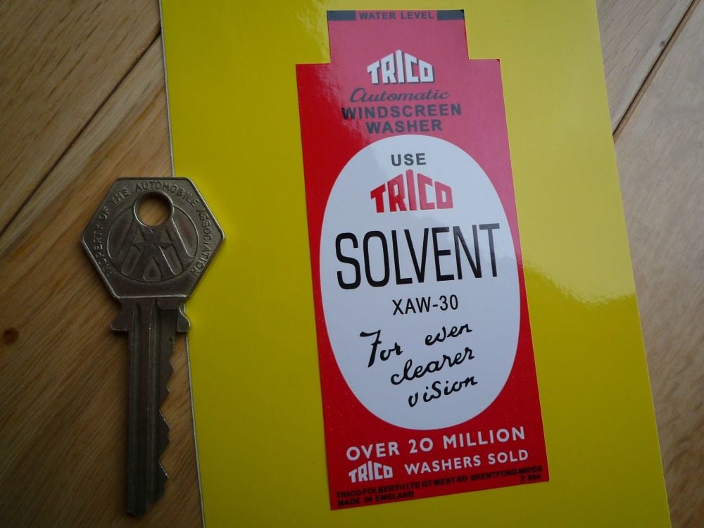 Trico Solvent Washer Bottle Bracket Shaped Sticker. 4".