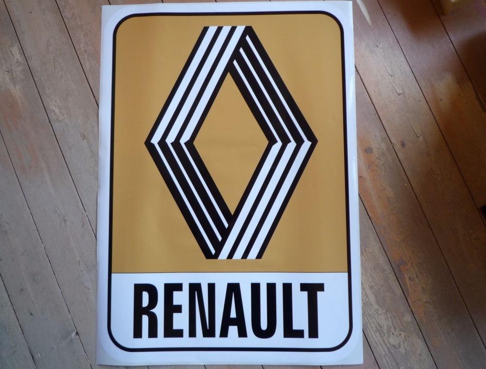Renault 1972 & on Mustard Logo & Text Sticker. 31".