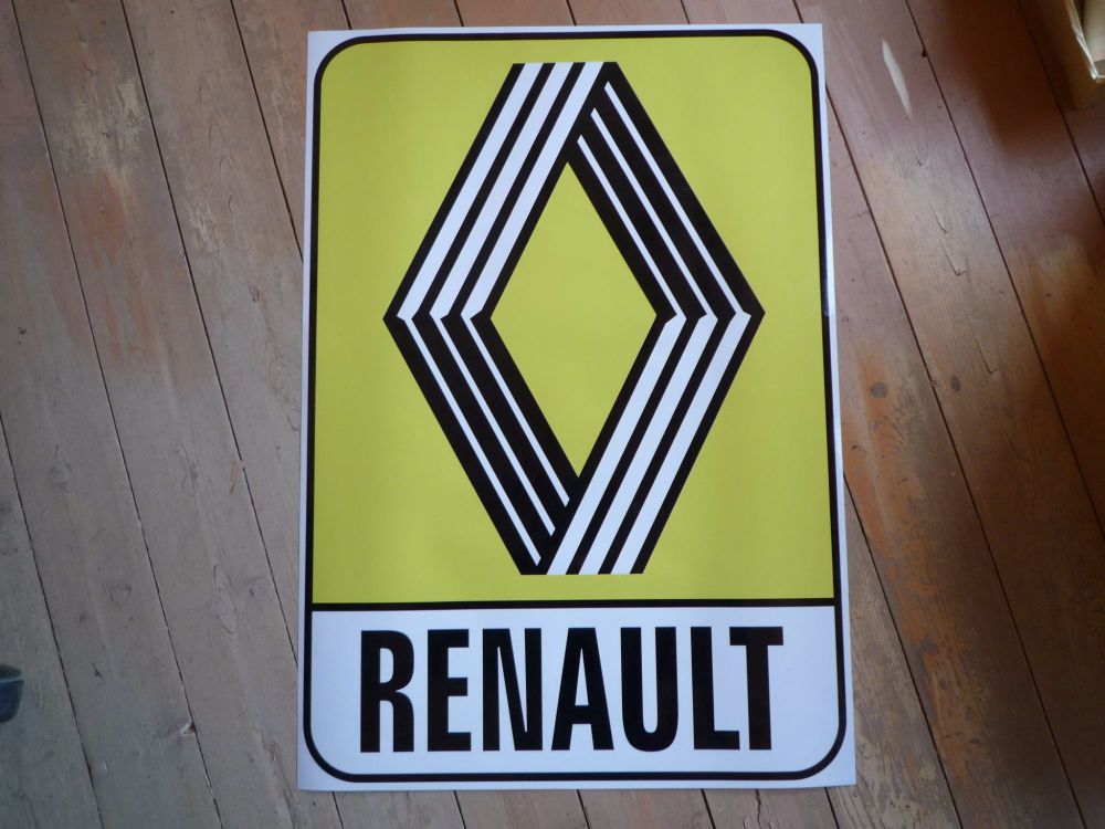 Renault 1972 & on Yellow Logo & Text Sticker. 31