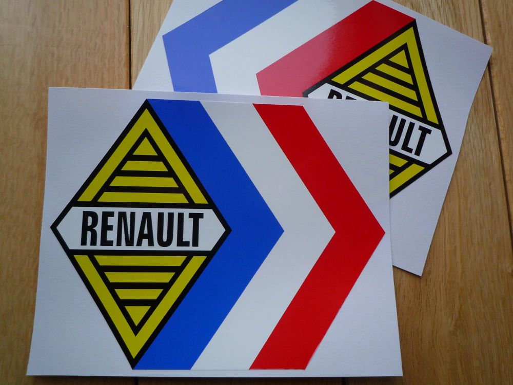 Renault Alpine Gordini Tricola White Middle Stickers. 12.5" Pair.