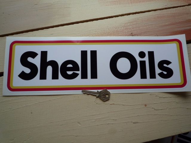 Shell Oils Type B Thick Oblong Stickers. 10" Pair.