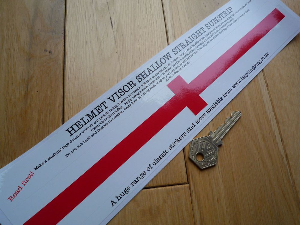 England St. Georges Cross Flag Style Shallow & Straight Helmet Visor Sticker. 12".