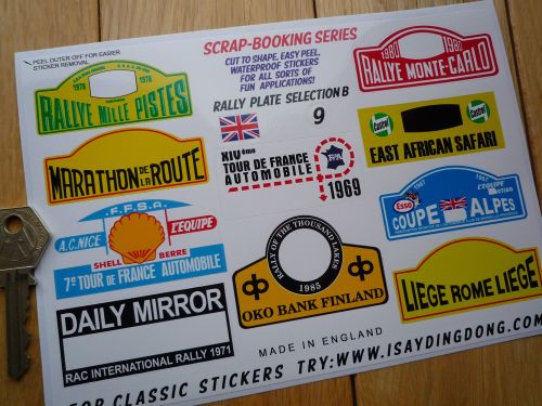 Classic Rally Plate Scrapbooking Stickers Small Scale Rallying Labels ...