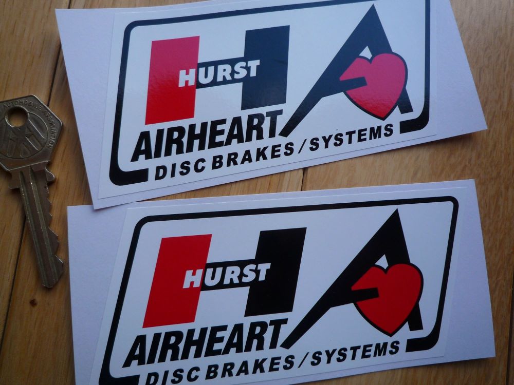 Hurst Airheart Disc Brakes Systems Parallelogram Stickers. 5" Pair.