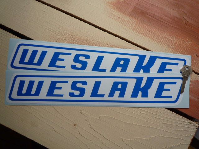 Weslake Slanted Oblong Logo Stickers. 16" Pair.