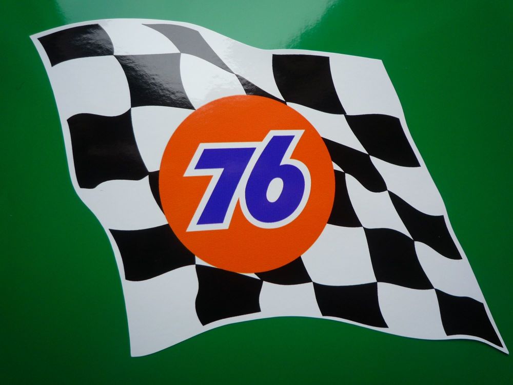 Union 76 Wavy Chequered Flag Stickers. 6