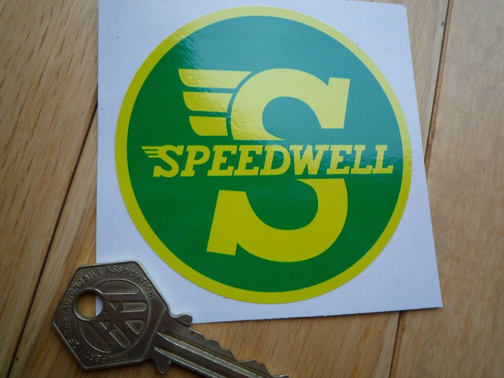 Speedwell Yellow & Green Circular Sticker. 3.25".