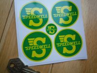 Speedwell Yellow & Green Circular Stickers. Set of 4. 2