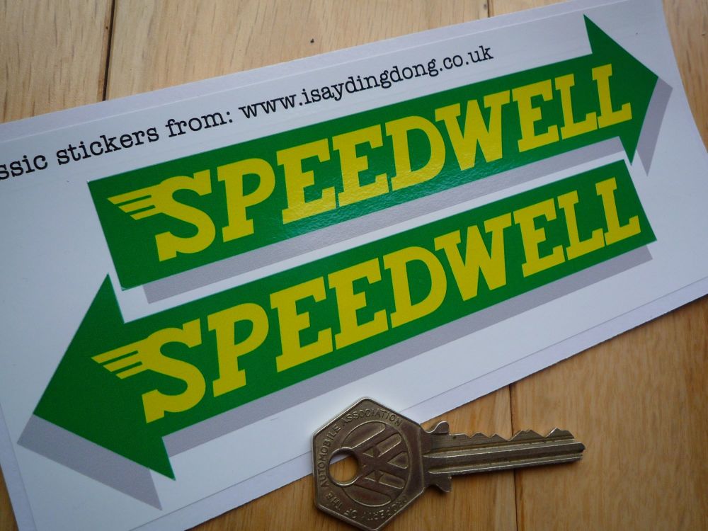 Speedwell Yellow & Green Arrow Stickers. 6" Pair.