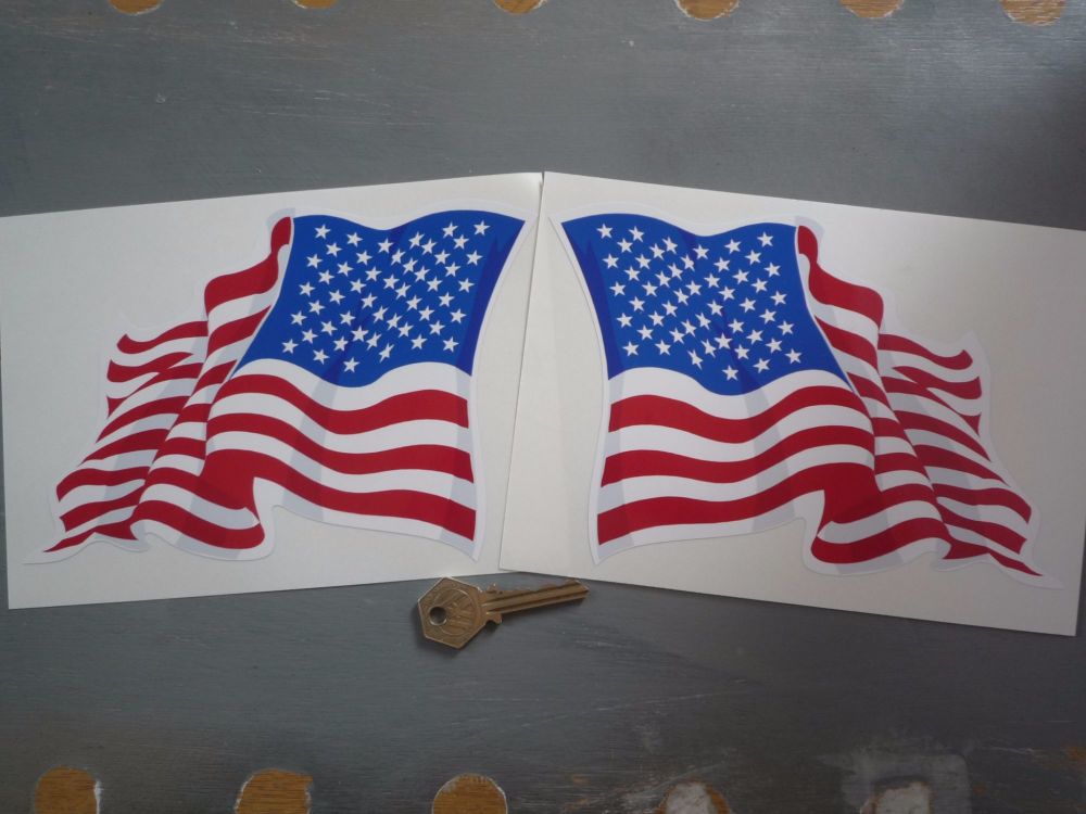 USA Stars & Stripes Wavy Flag Stickers. 16