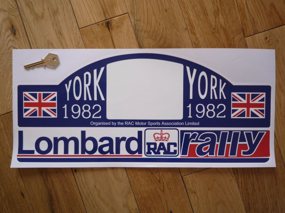 RAC Lombard Rally York 1982 Plate Sticker. 18".