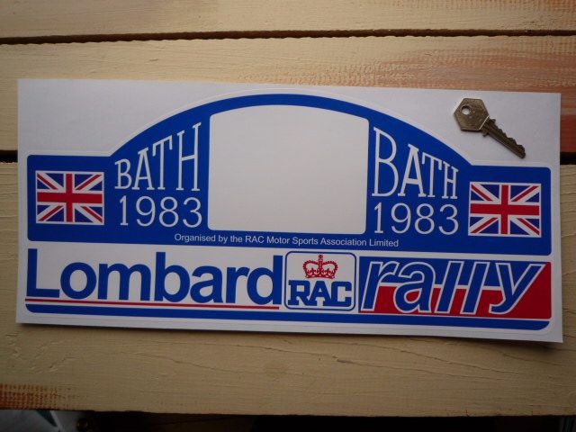 RAC Lombard Bath 1983 Rally Plate Sticker. 16