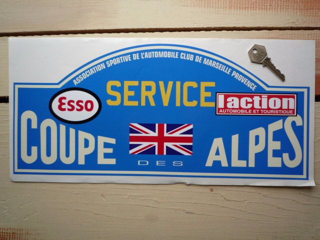 Coupe Des Alpes. Esso. L'action. Service Rally Plate Sticker. 16