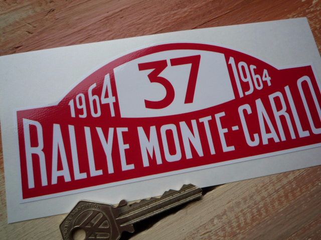 Mini Cooper S No.37 1964 Monte-Carlo Rallye Winner Plate Sticker. 16".