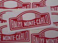 Monte-Carlo Rallye Rally Plate Stickers. 1979 - 2000. 16".