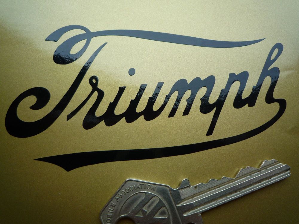 Triumph Cut Vinyl old fashioned script style Sticker. various colours 4
