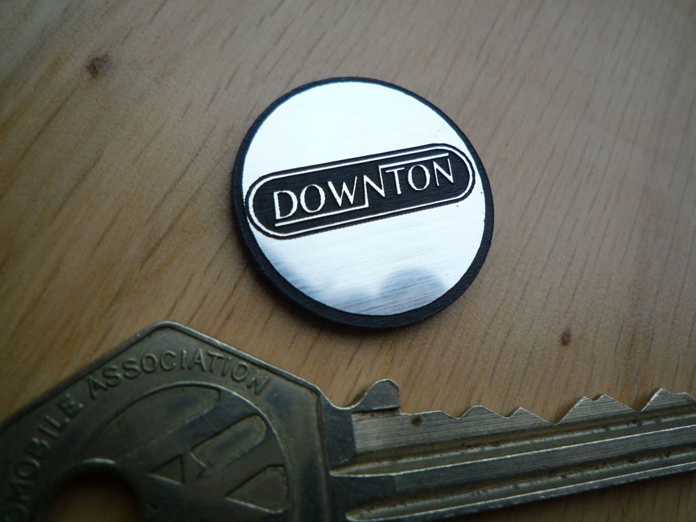 DOWNTON Logo Style Self Adhesive Laser Car/ Gear knob etc Badge. 25mm.