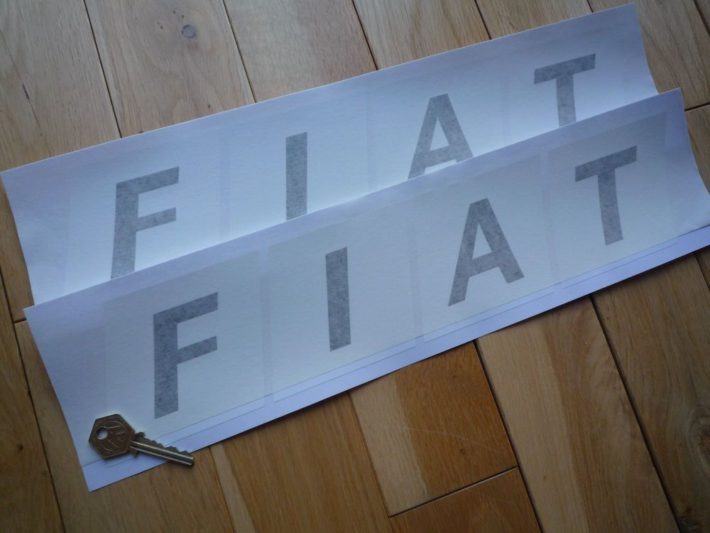 Fiat Large Text in Blocks Oblong Stickers. 17" Pair.