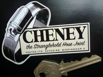 Cheney 'The Stranglehold Hose Clip' Shaped Stickers. 3" Pair.