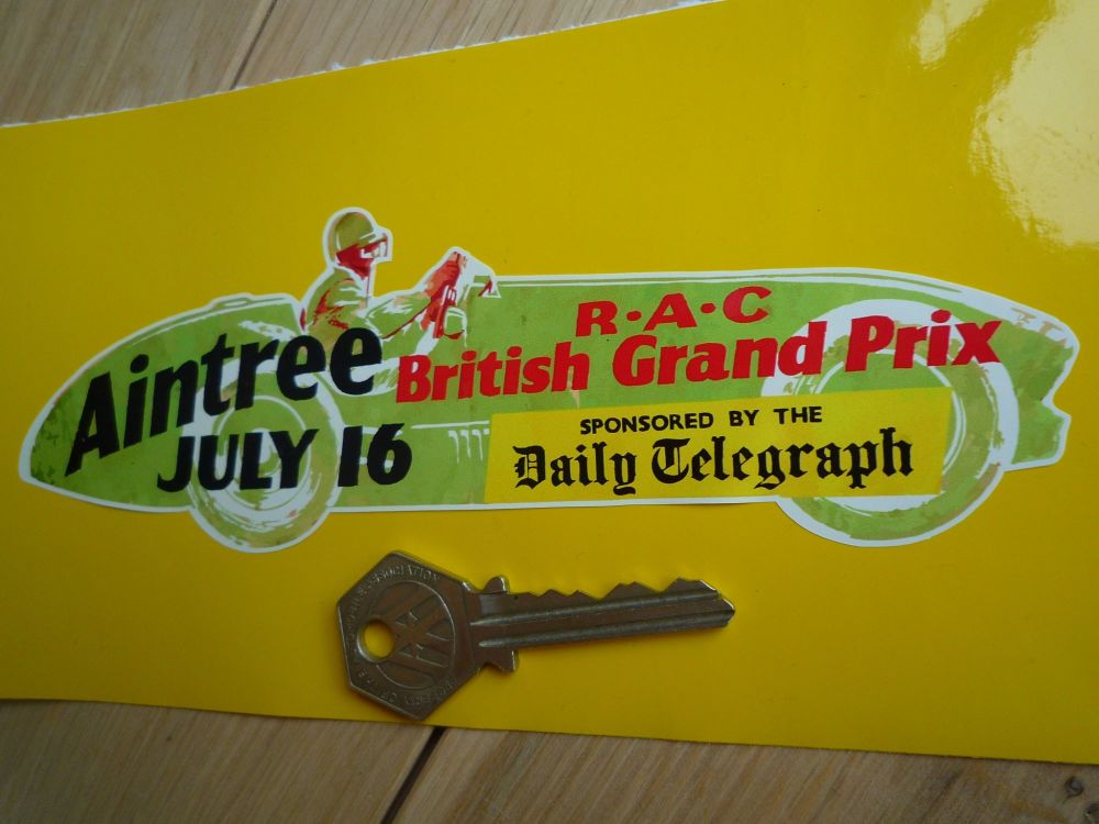 Aintree RAC Daily Telegraph 1955 British Grand Prix Car Shaped Sticker 7"