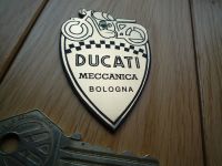 Ducati Meccanica Bologna Shield Style Laser Cut Self Adhseive Body Badge. 2.75"