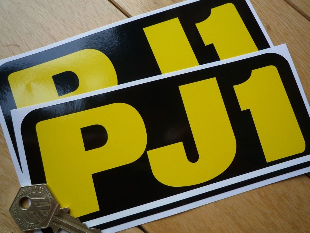 PJ1 Underlined Logo Stickers. 7" Pair.
