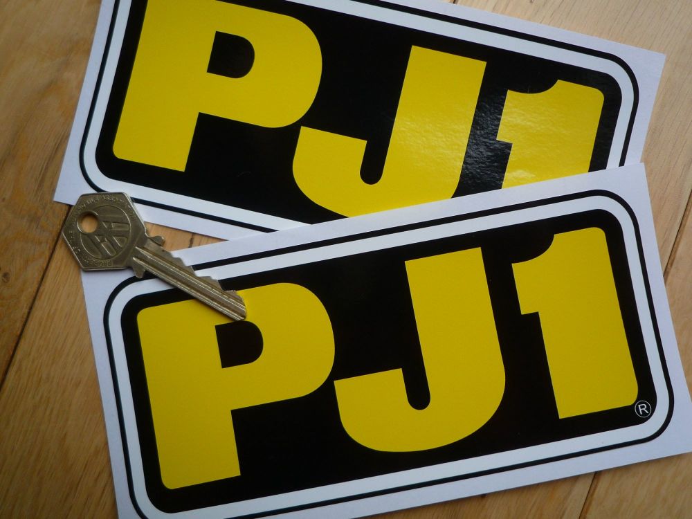 PJ1 Framed Logo Stickers. 7" Pair.