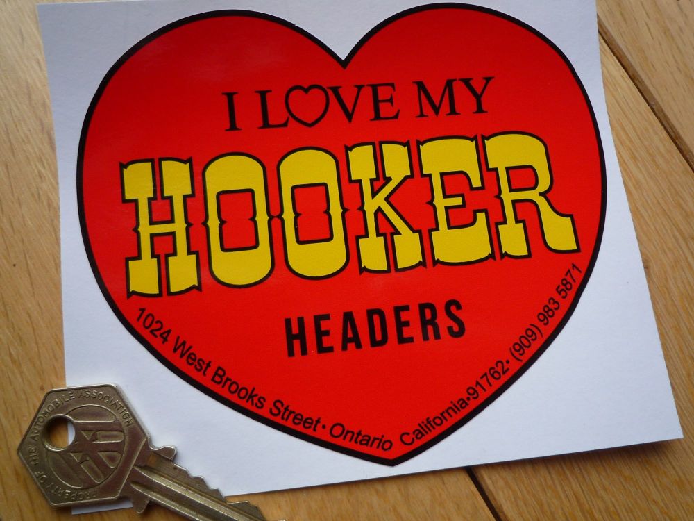 Hooker Headers Heart Shaped Sticker. 5".