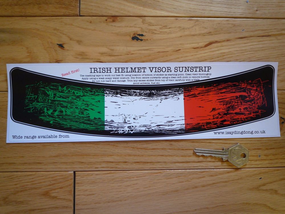 Irish Tricolore Worn & Distressed Style Helmet Visor Sunstrip Sticker. 12