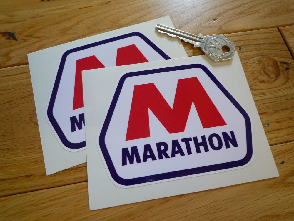 Marathon M Stickers. 4" Pair.