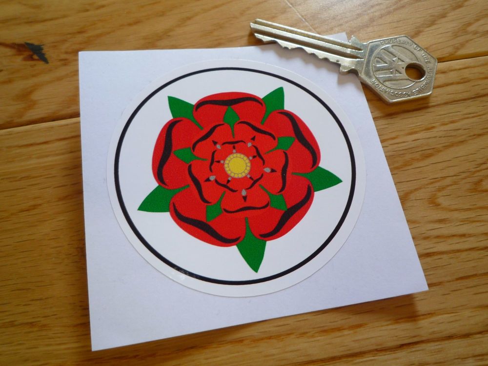 Lancashire Red Rose Circular Sticker. 3".