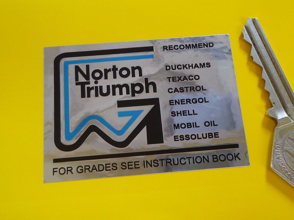 Norton Recommended Oils Sticker. 2.5".