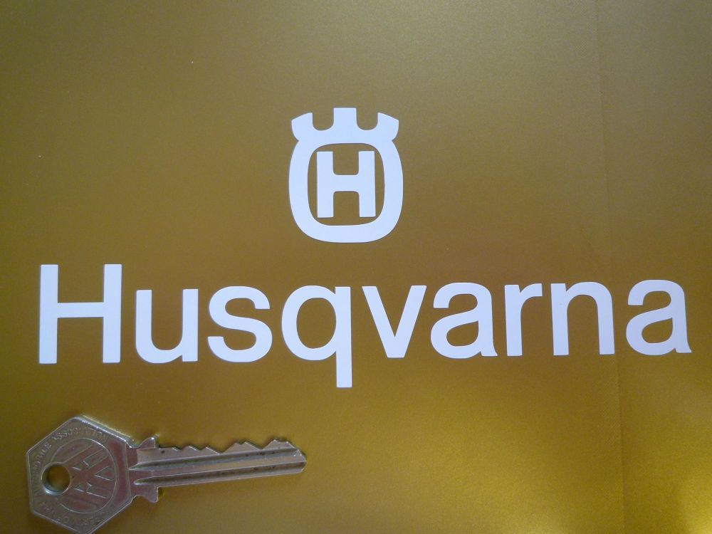 Husqvarna Cut Text & Logo Above Sticker 6"