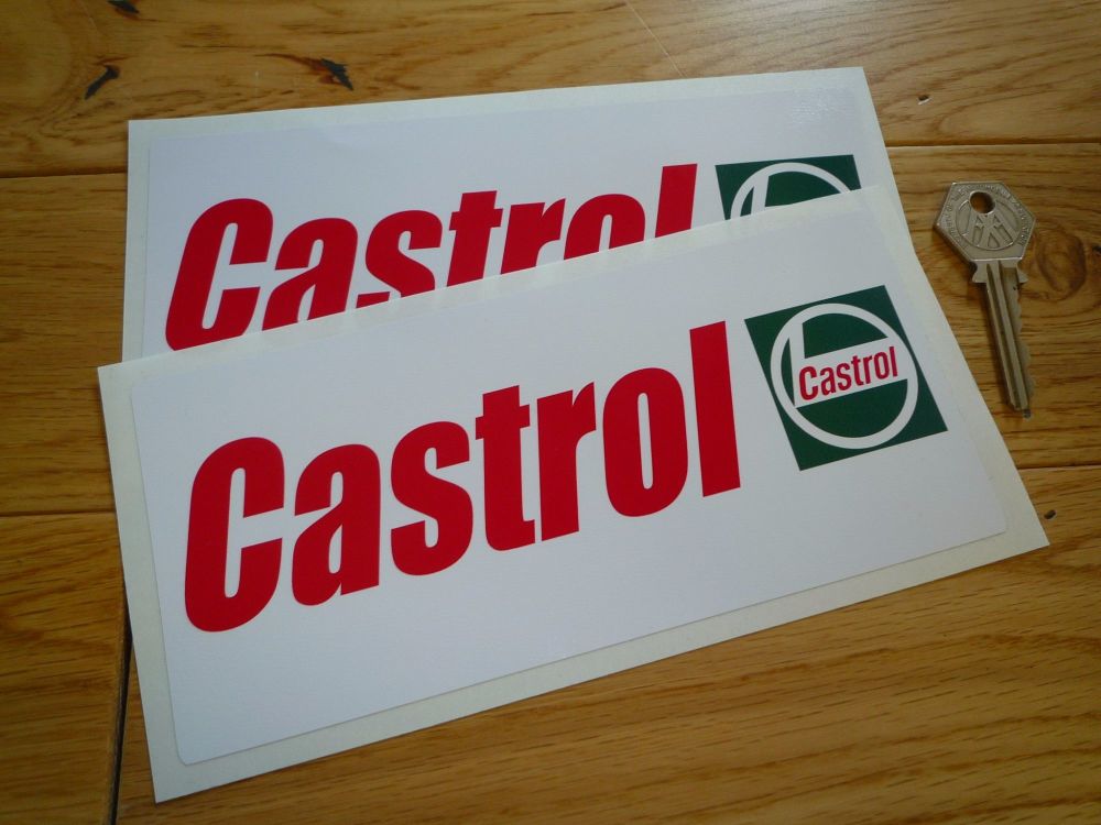 Castrol Oil Classic Oblong Wide Style Stickers. 7.5