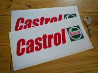Castrol Oil Classic Oblong Wide Style Stickers. 7.5" Pair.