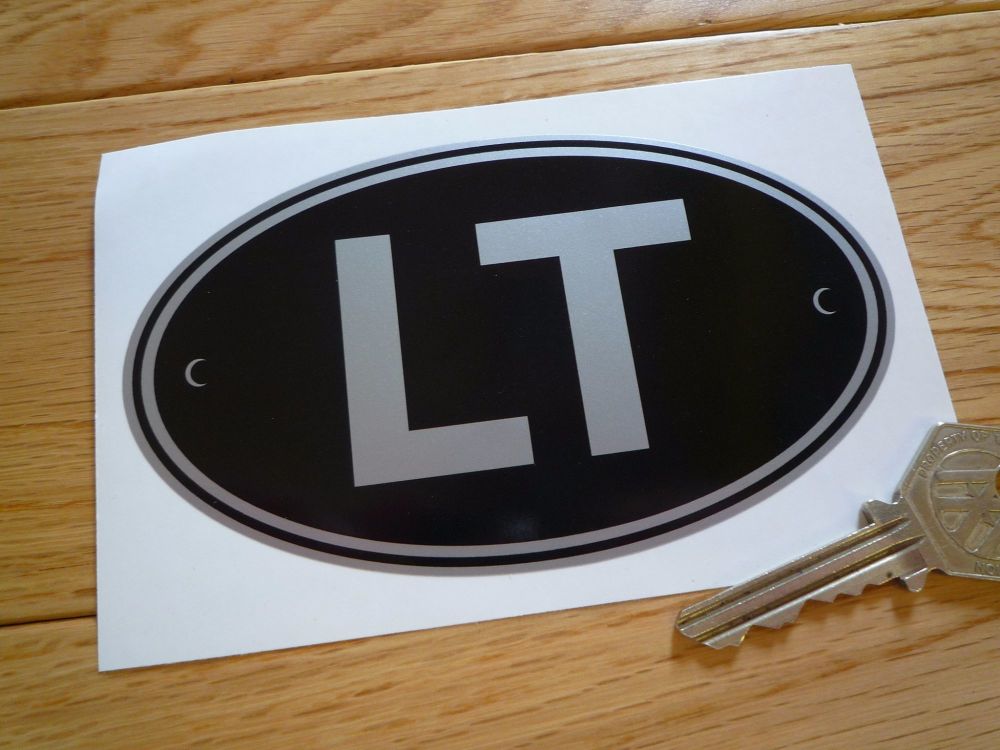 LT Lithuania Black & Silver ID Plate Sticker. 5
