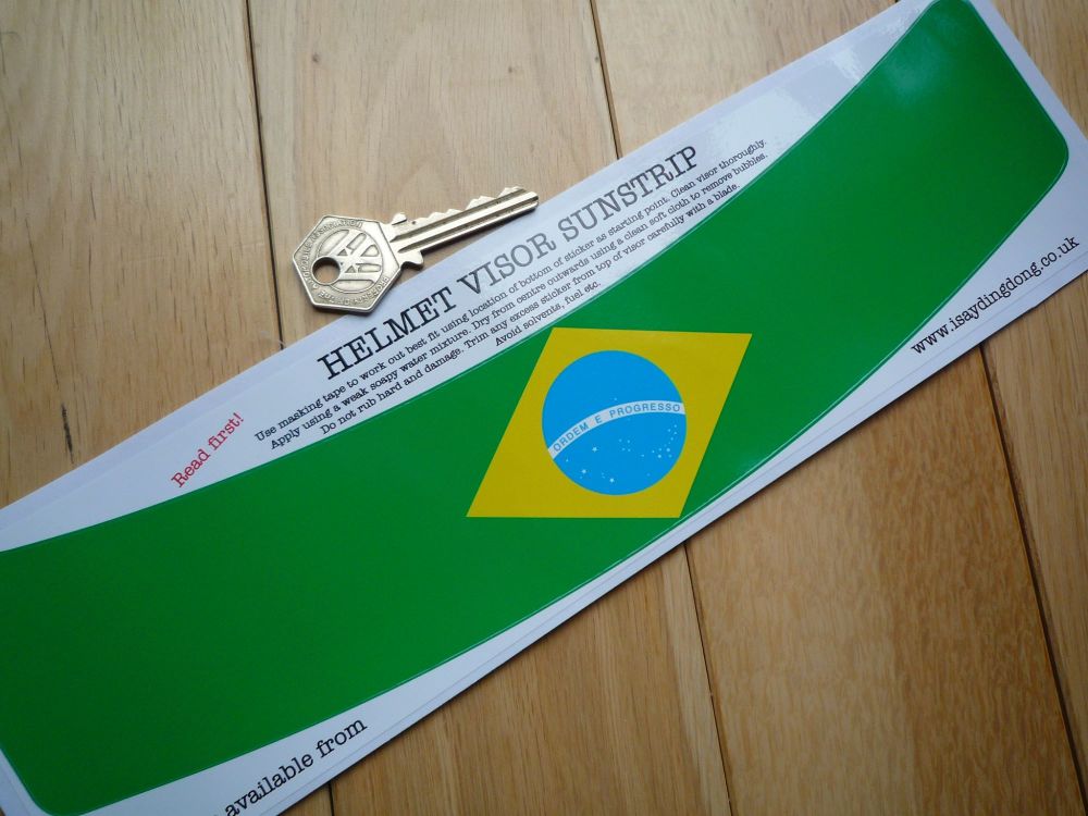 Brazilian Flag Helmet Visor Large curved Sunstrip Sticker. 12