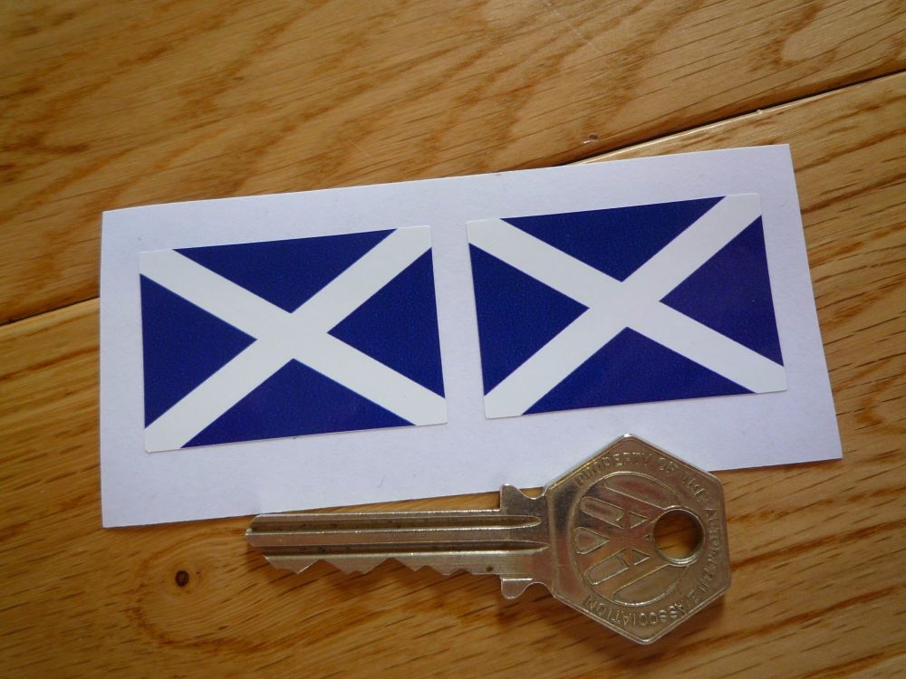 Scottish Saltire Oblong Flag Stickers. 33mm or 40mm Pair.